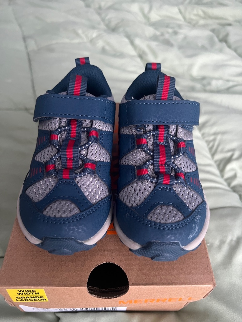 Merrell Navy and Gray Kids Sneakers with Red Stripes